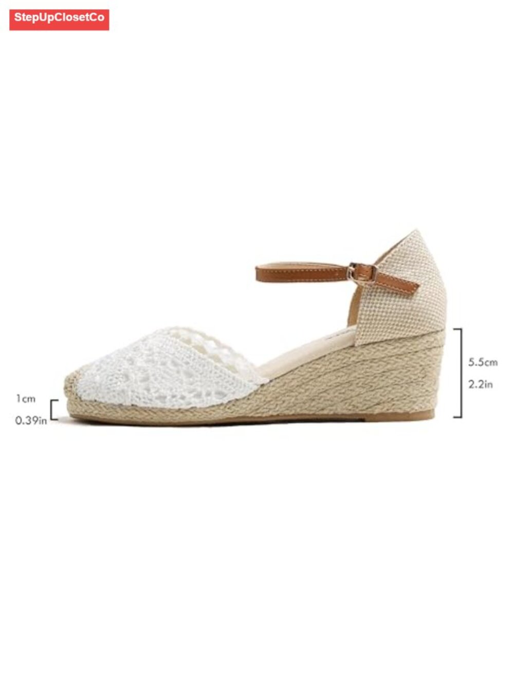 Breathable Textile Crochet Espadrilles Wedge Sandals - Slip On Comfort Shoes - Picture 2 of 5